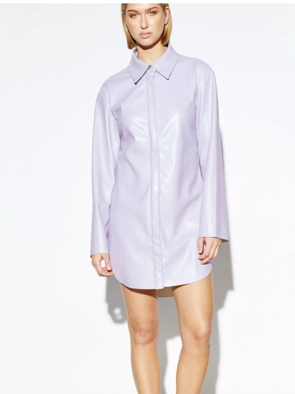 NWT Apparis Frida XS lilac purple vegan leather shirt dress